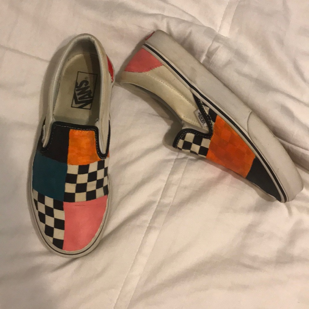 Customized checkered Vans Men’s: 6.5 Women’s: 8